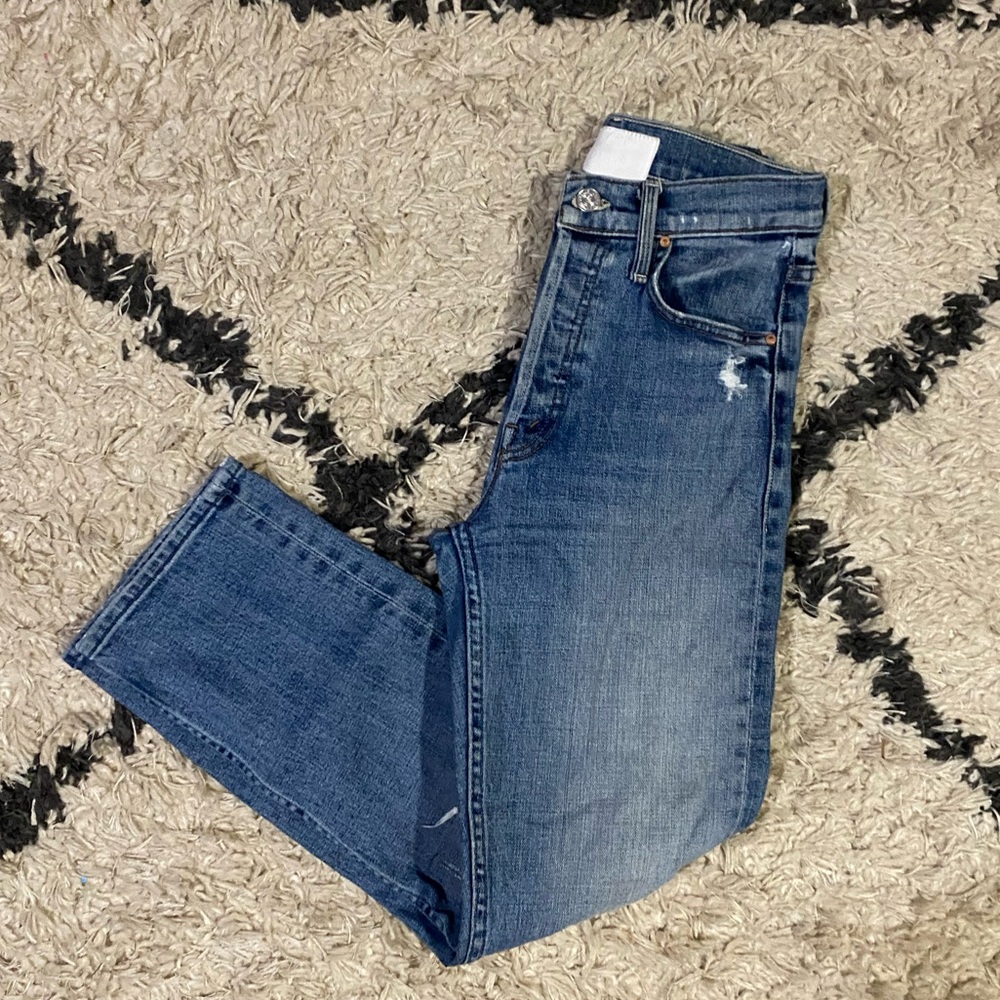 Mother Superior button fly the tomcat straight leg jeans in seriously truce 24